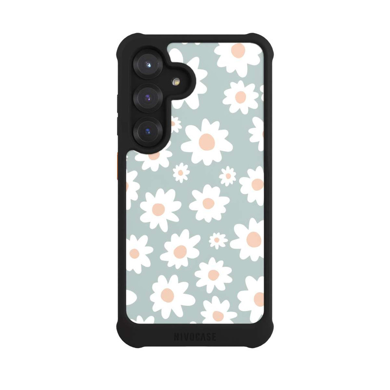Galaxy S25 NIVOmax Daisy Flower Seamless Pattern Green
