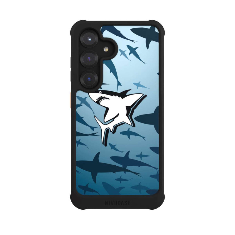 Galaxy S25 NIVOmax Haie Muster Blau
