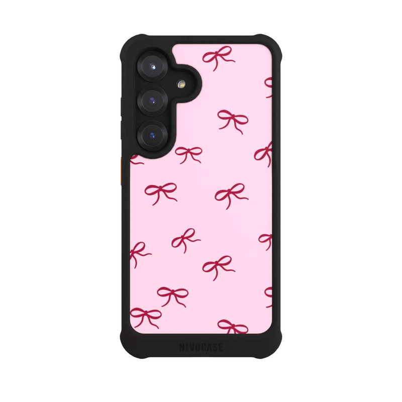 Galaxy S25 NIVOmax Schleifen Muster Rot Pink
