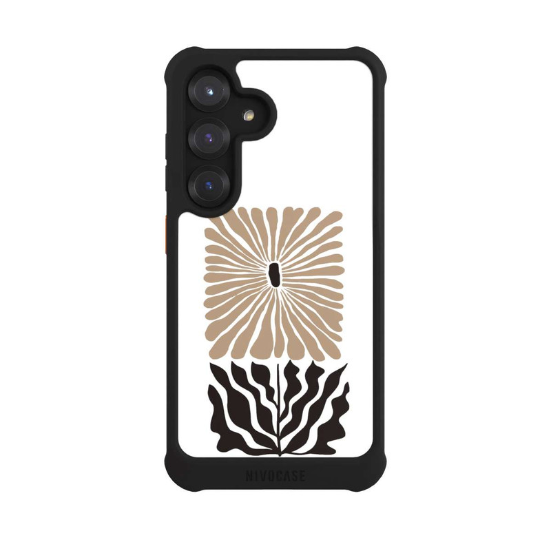 Galaxy S25 NIVOmax Fleur Bohème Marron sur Blanc