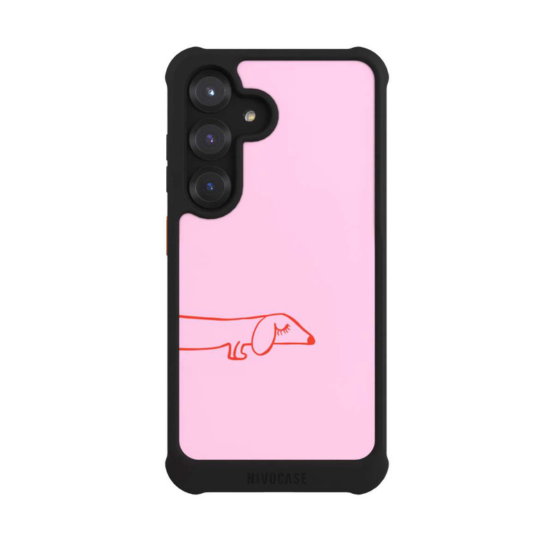 Galaxy S25 NIVOmax Dachshund Illustration Pink