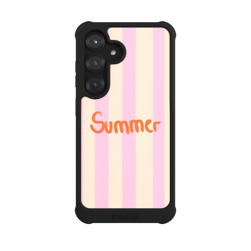 Galaxy S25 NIVOmax Summer- Rosa und Orange Streifen Hintergrund