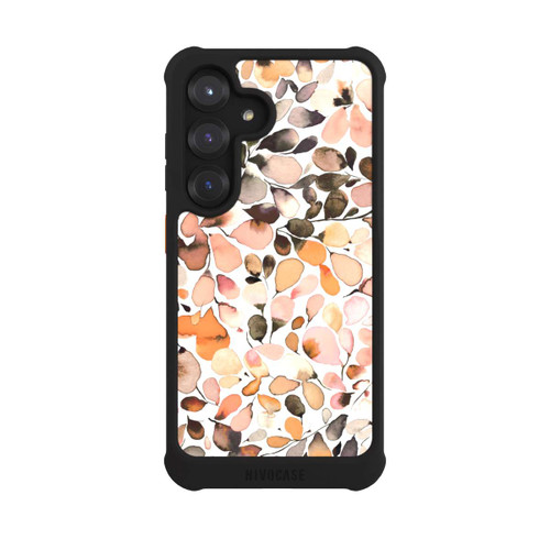 Samsung Galaxy S25 NIVOmax Eukalyptus Aquarellblätter Dunkelbraun Herbst