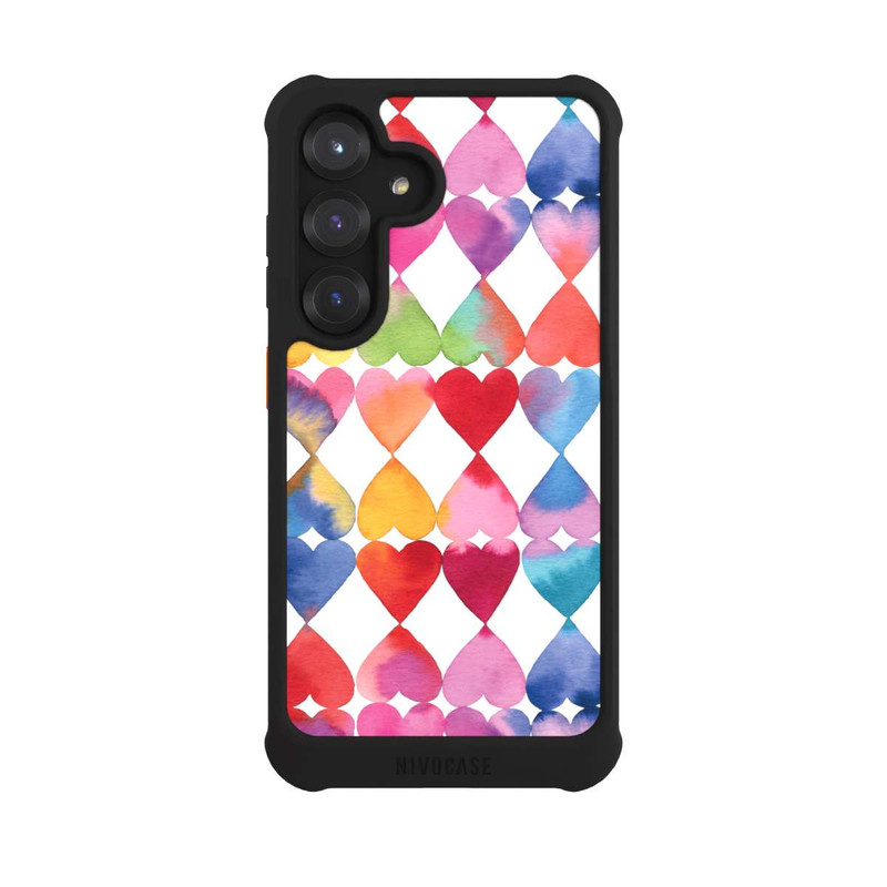 Galaxy S25 NIVOmax Colorful Watercolor Hearts Pattern
