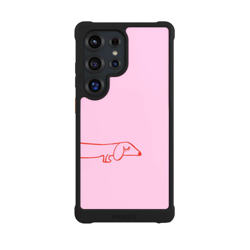 Galaxy S25 Ultra NIVOmax Dachshund Illustration Pink