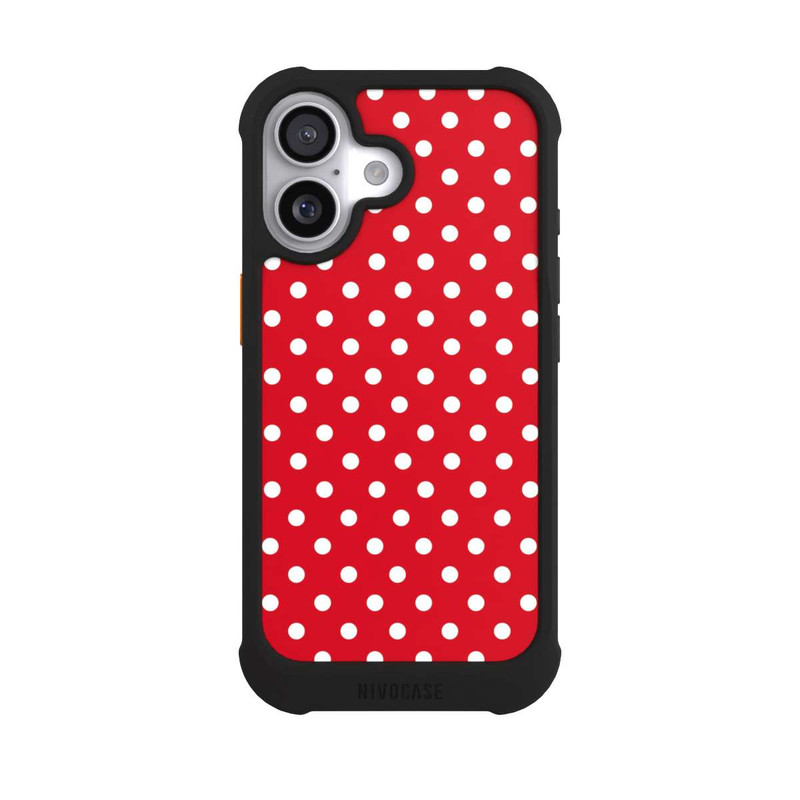 iPhone 17 NIVOmax Polka Dots Dunkelrot und Weiß