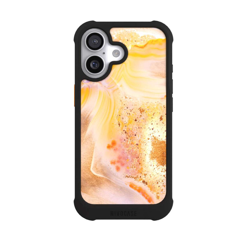 iPhone 17 NIVOmax Orangefarbener Glitzer Marmorlook