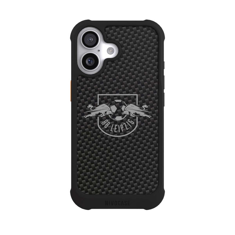 iPhone 17 NIVOmax Graues RB Leipzig Logo auf Carbonoptik