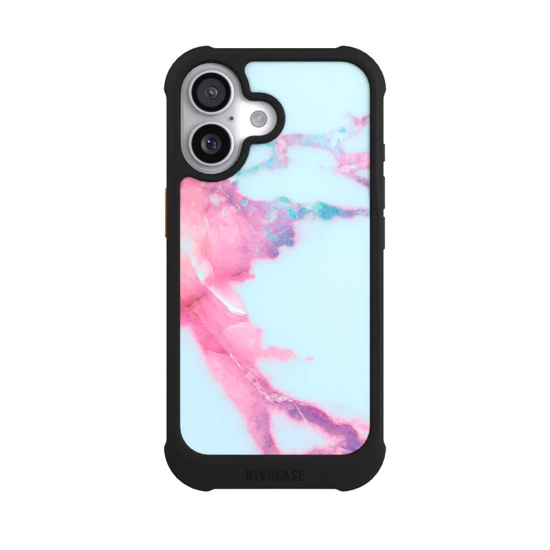 iPhone 17 NIVOmax Marbre veiné irisé bleu clair