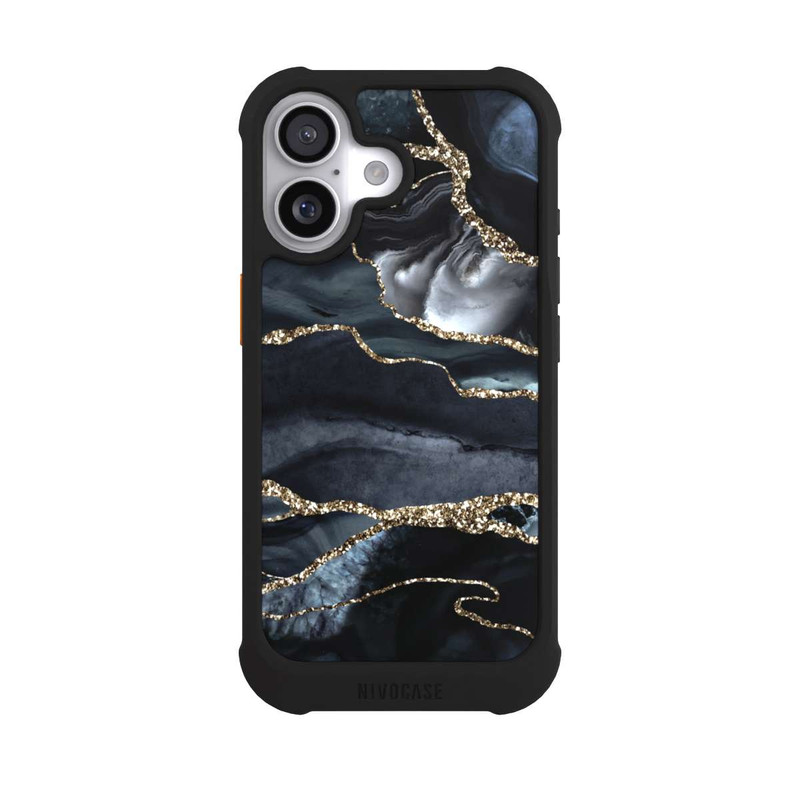 iPhone 17 NIVOmax Dunkler Marmor Gold Glitzerlook