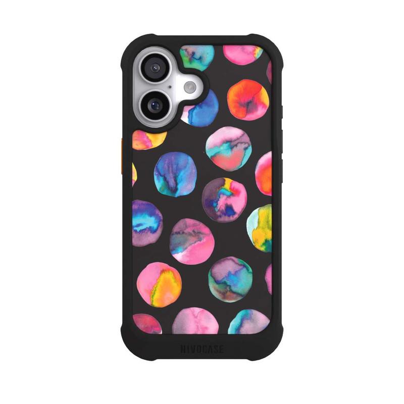 iPhone 17 NIVOmax Bunte Tintenmurmeln Punkte Schwarz