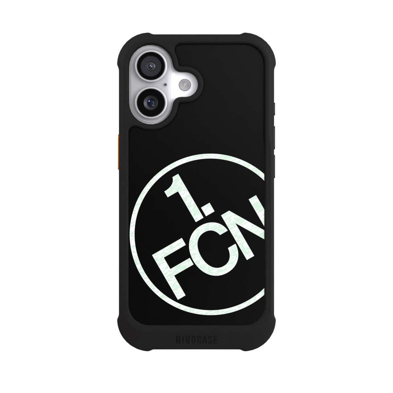 iPhone 17 NIVOmax FCN Logo in Weiß Texture Hintergrund Schwarz