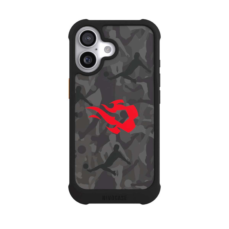 iPhone 17 NIVOmax Belgian Red Flames Camouflage Grey