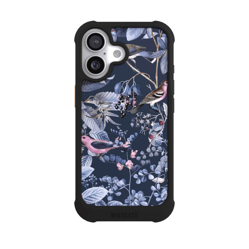 iPhone 17 NIVOmax Vögel und Beeren blau