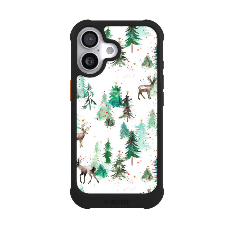 iPhone 17 NIVOmax Cerfs et arbres de Noël d'hiver