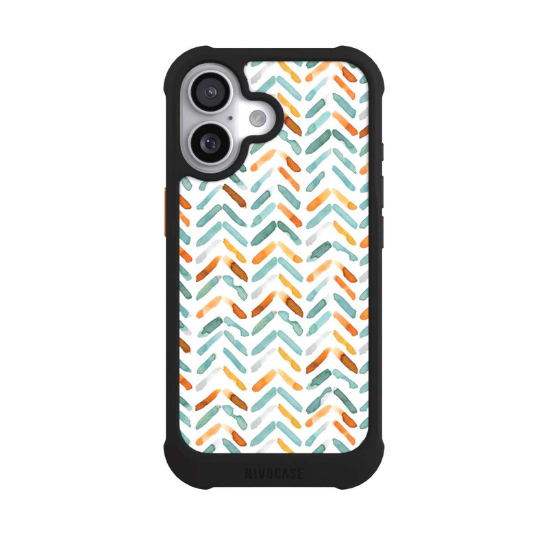 iPhone 17 NIVOmax Elegantes Herbstchevron Blau Orange