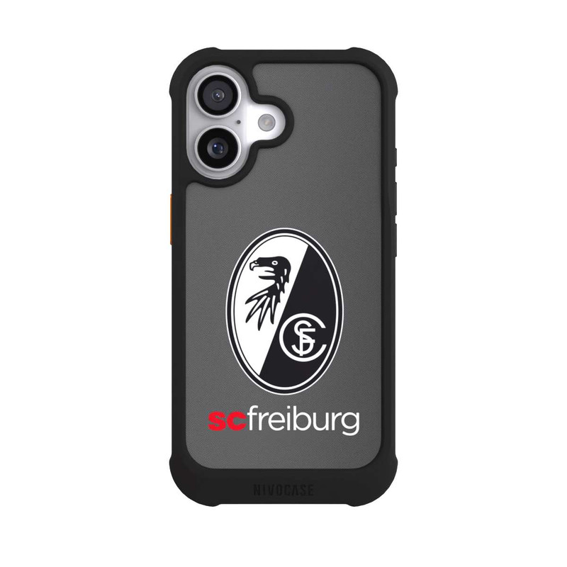 iPhone 17 NIVOmax Carbon Hell Hintergrund mit dem Schriftzug SC Freiburg