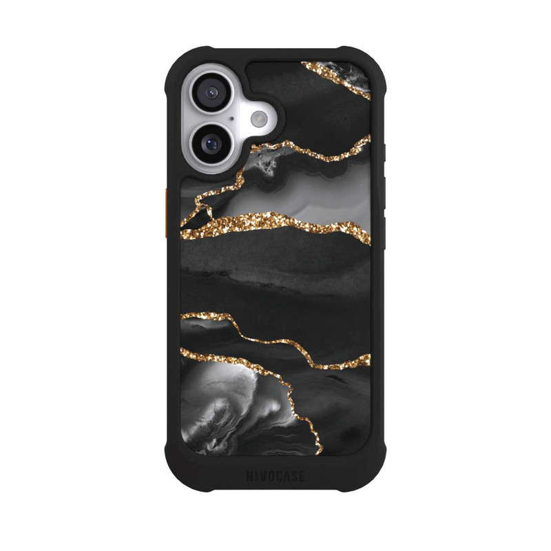 iPhone 17 NIVOmax Dark Marble Stripes Gold Look