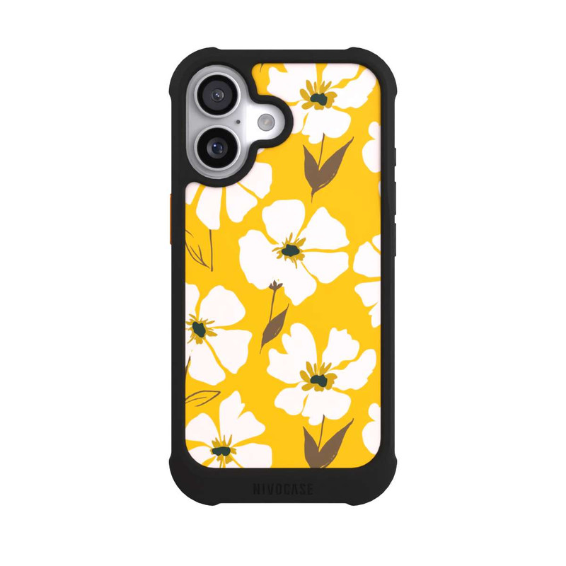 iPhone 17 NIVOmax Blumenwiese auf Gelb Ocker
