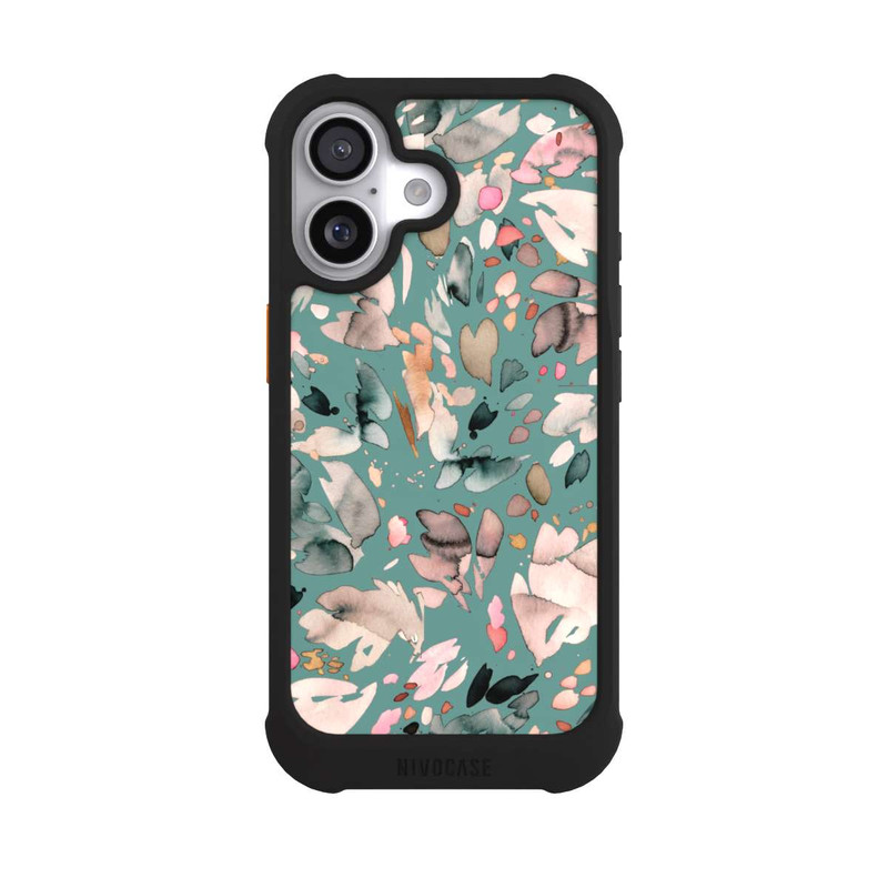 iPhone 17 NIVOmax Fleurs abstraites, pétales vert