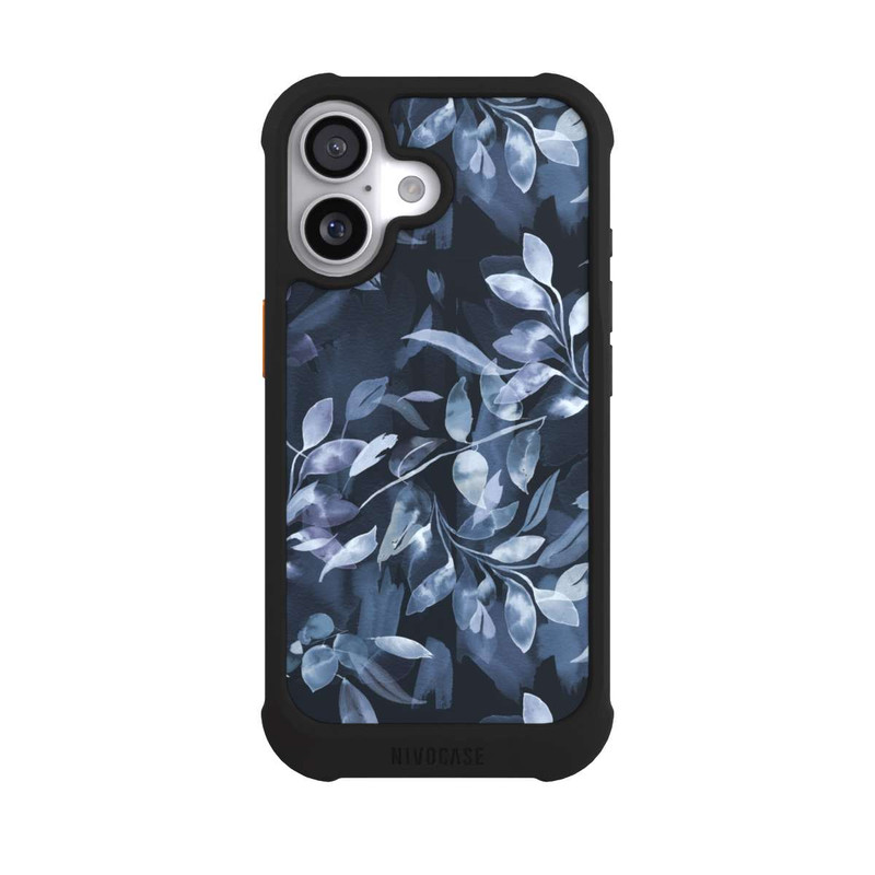 iPhone 17 NIVOmax Mystische Aquarellblätter marineblau
