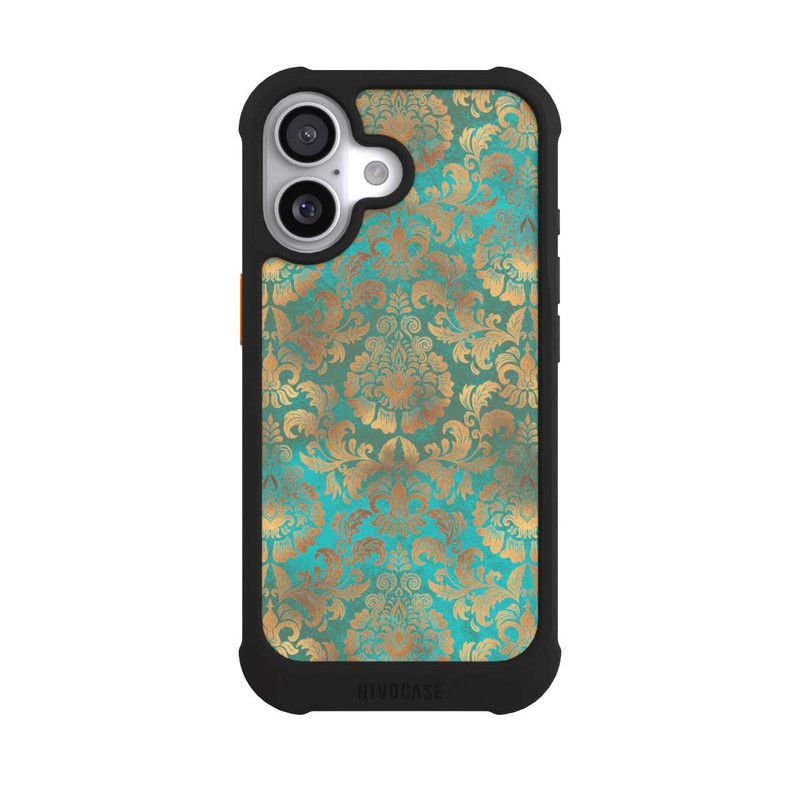 iPhone 17 NIVOmax Papier Peint Damassé Turquoise