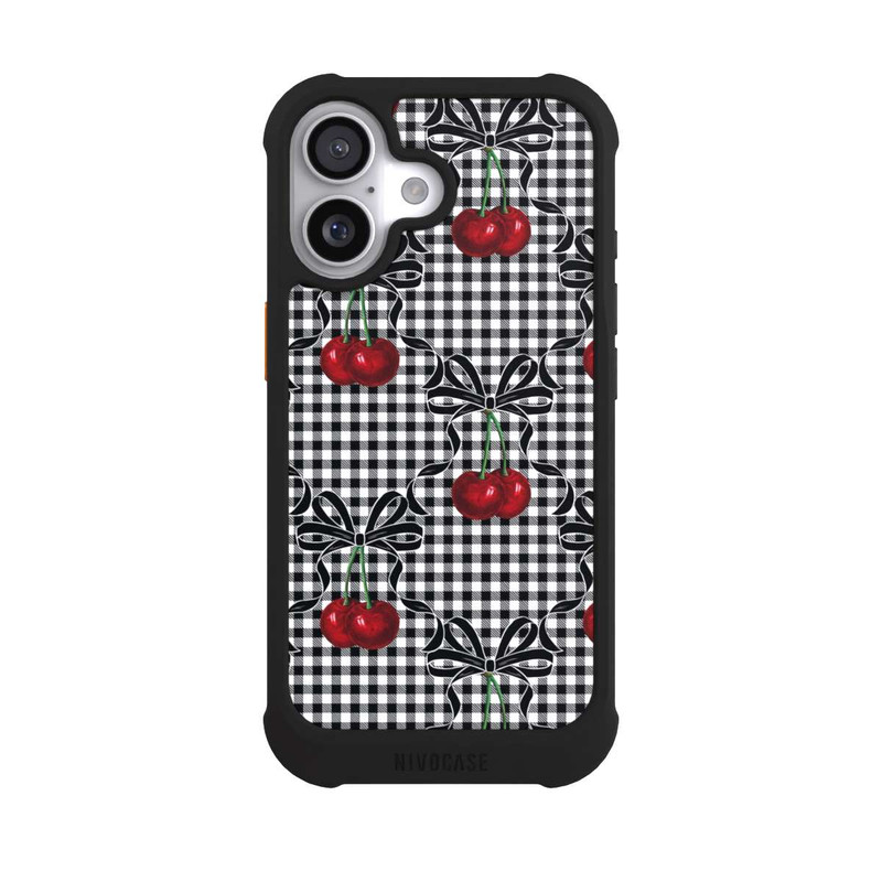 iPhone 17 NIVOmax Kirschen Muster Schwarz