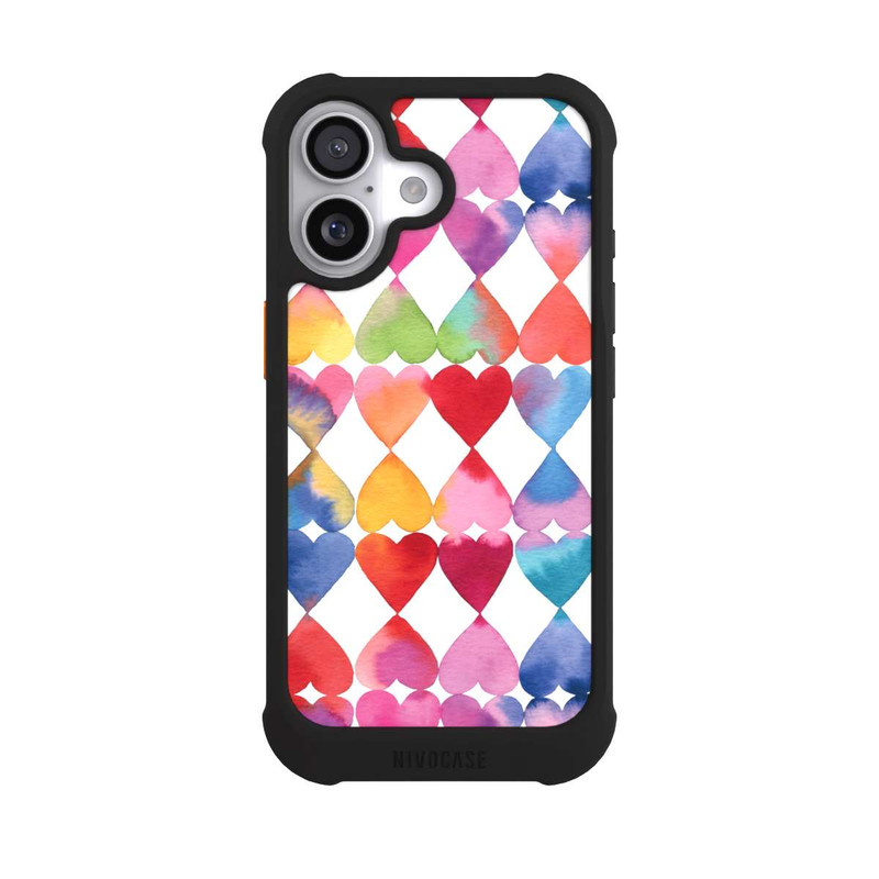 iPhone 17 NIVOmax Colorful Watercolor Hearts Pattern