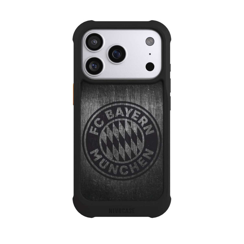 iPhone 17 Pro NIVOmax Metalllook FCB Logo einfarbig