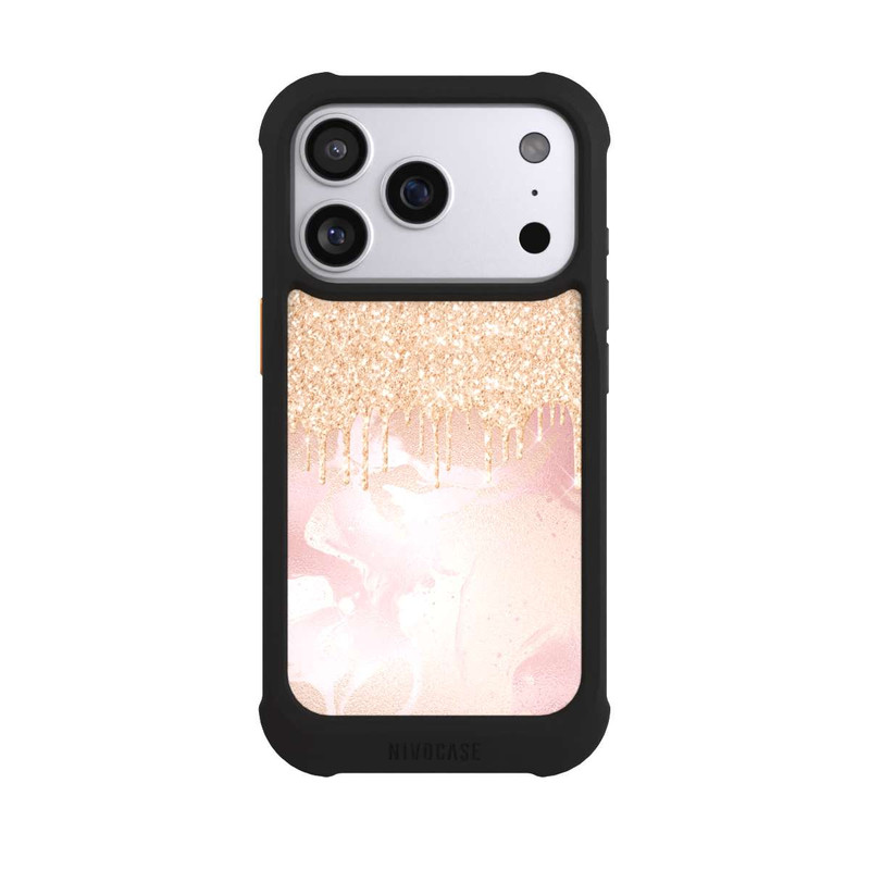 iPhone 17 Pro NIVOmax Rosegold Glitter Droplet Look