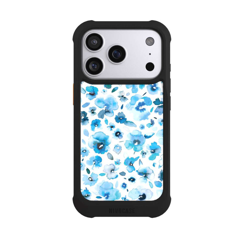 iPhone 17 Pro NIVOmax Blaue tropische Blumen