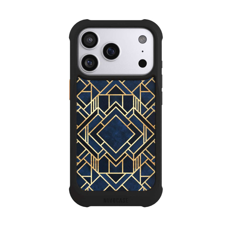 iPhone 17 Pro NIVOmax Impression Art Déco Bleu Or