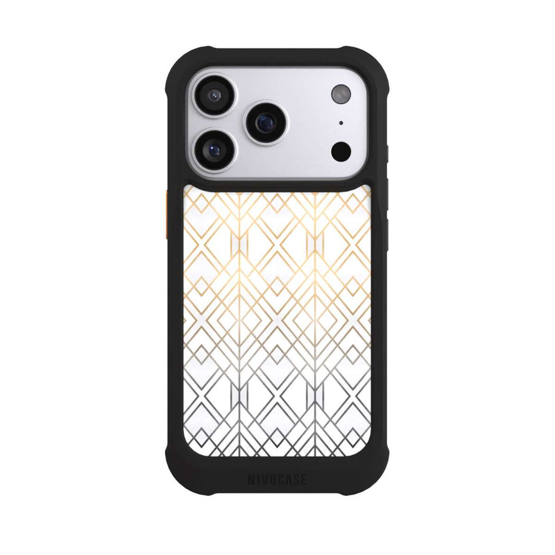 iPhone 17 Pro NIVOmax Gold und Grauer Geo Golddruck