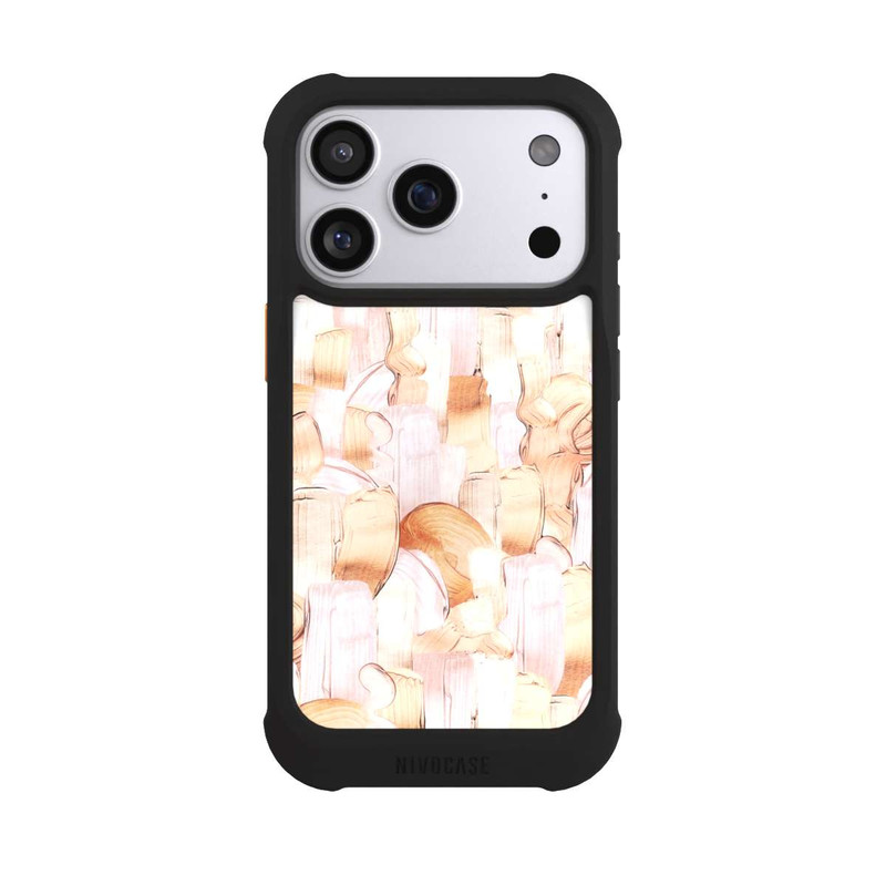 iPhone 17 Pro NIVOmax Weiß/Gold Pinsel Muster