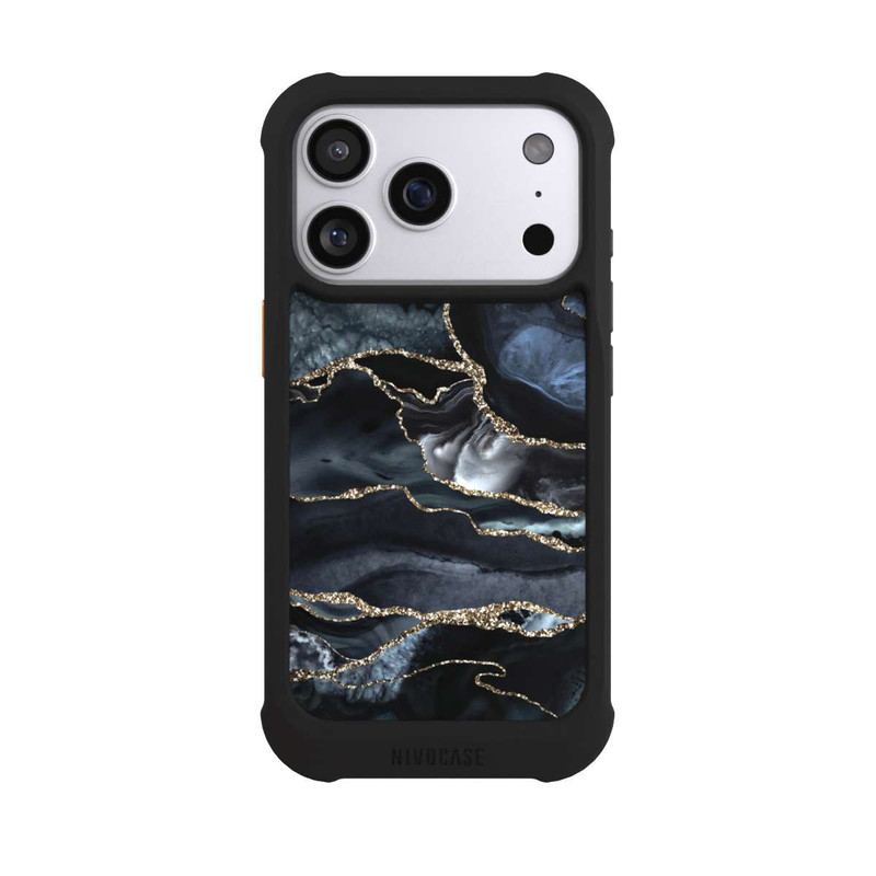 iPhone 17 Pro NIVOmax Dunkler Marmor Gold Glitzerlook