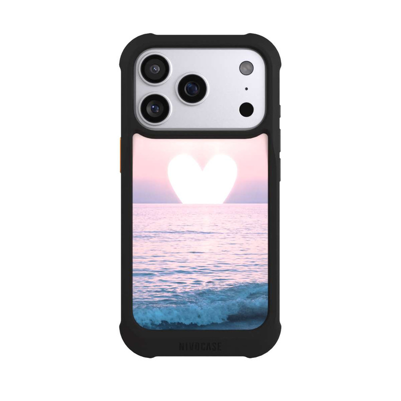iPhone 17 Pro NIVOmax Coucher de soleil sur le cœur