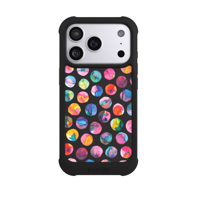 iPhone 17 Pro NIVOmax Bunte Tintenmurmeln Punkte Schwarz