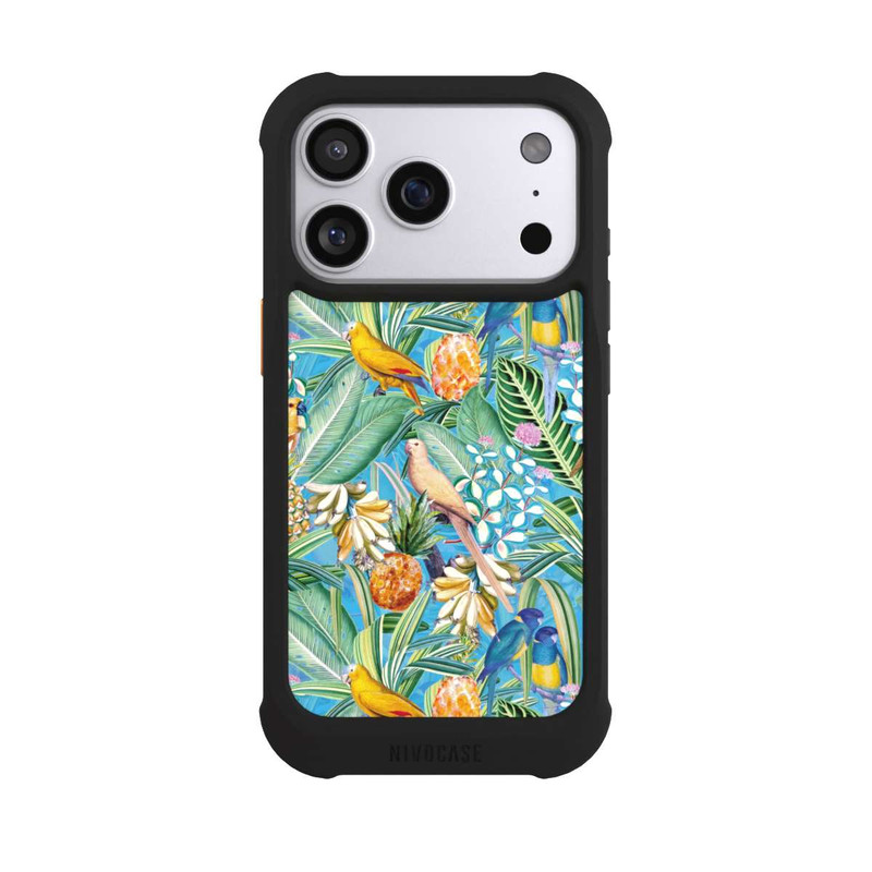 iPhone 17 Pro NIVOmax Tropische Papageien auf blauer Tapete