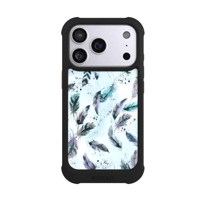 iPhone 17 Pro NIVOmax Magische Federn Sanftes Blau