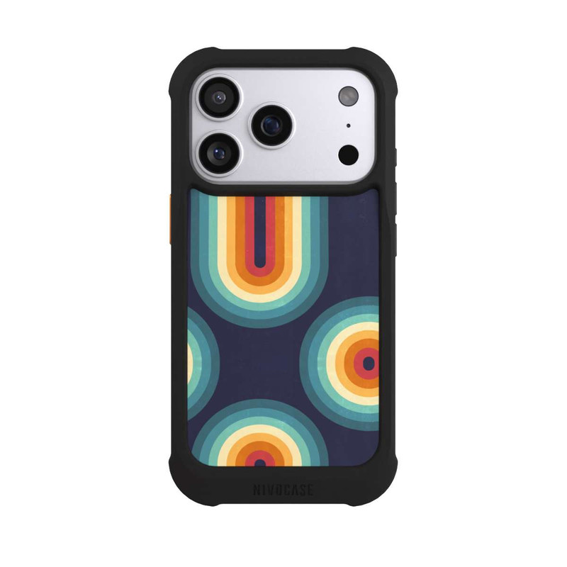 iPhone 17 Pro NIVOmax Double Rainbow on Blue