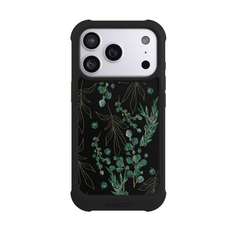 iPhone 17 Pro NIVOmax Feuilles d'Eucalyptus Fond Noir