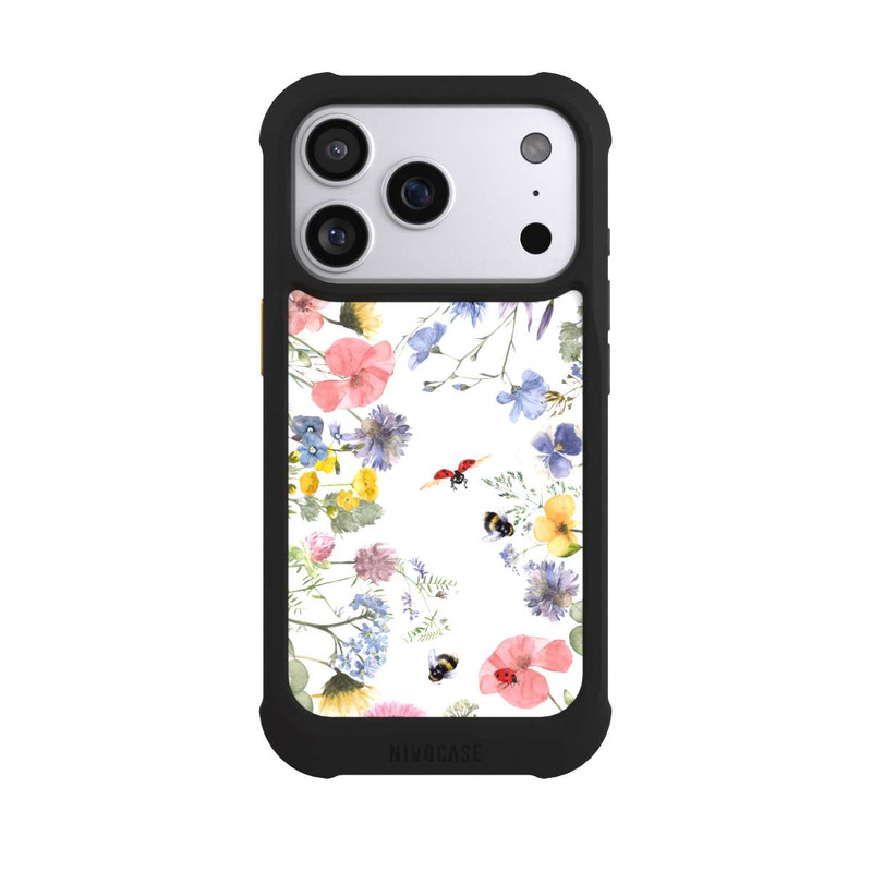 iPhone 17 Pro NIVOmax Bunte Frühlingsblumen und Bienen