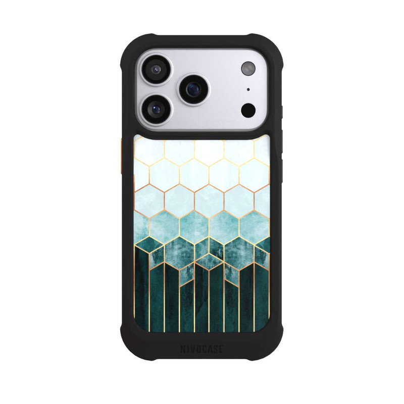 iPhone 17 Pro NIVOmax Blaugrüne Sechsecke