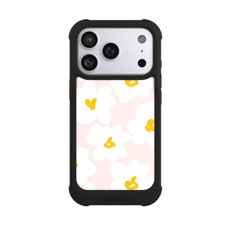iPhone 17 Pro NIVOmax Retro Blumenwand Gänseblümchen Aprikose
