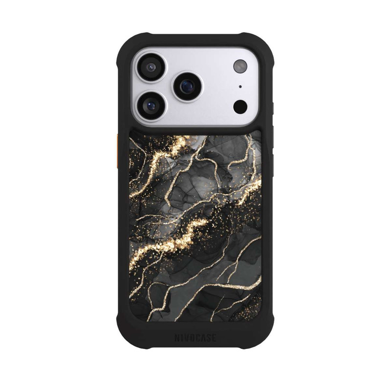 iPhone 17 Pro NIVOmax Dunkler Marmor Wirbel Goldoptik
