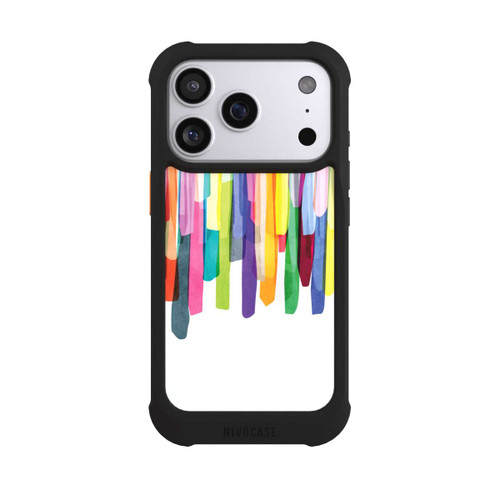 Apple iPhone 17 Pro NIVOmax Rayures colorées fond blanc