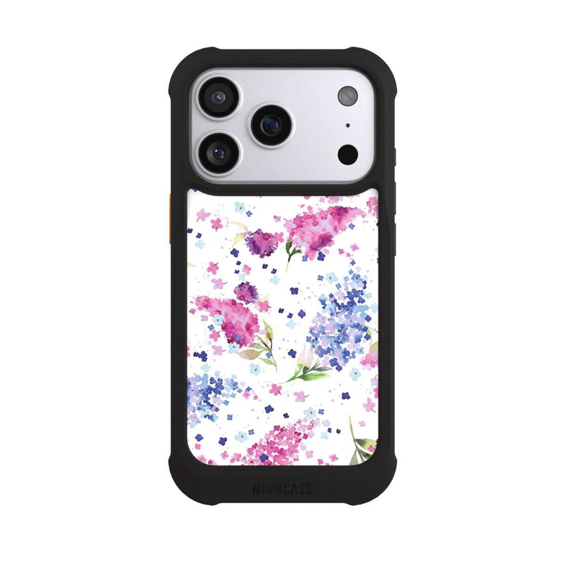 iPhone 17 Pro NIVOmax Hortensias Floraux Lilas Rose