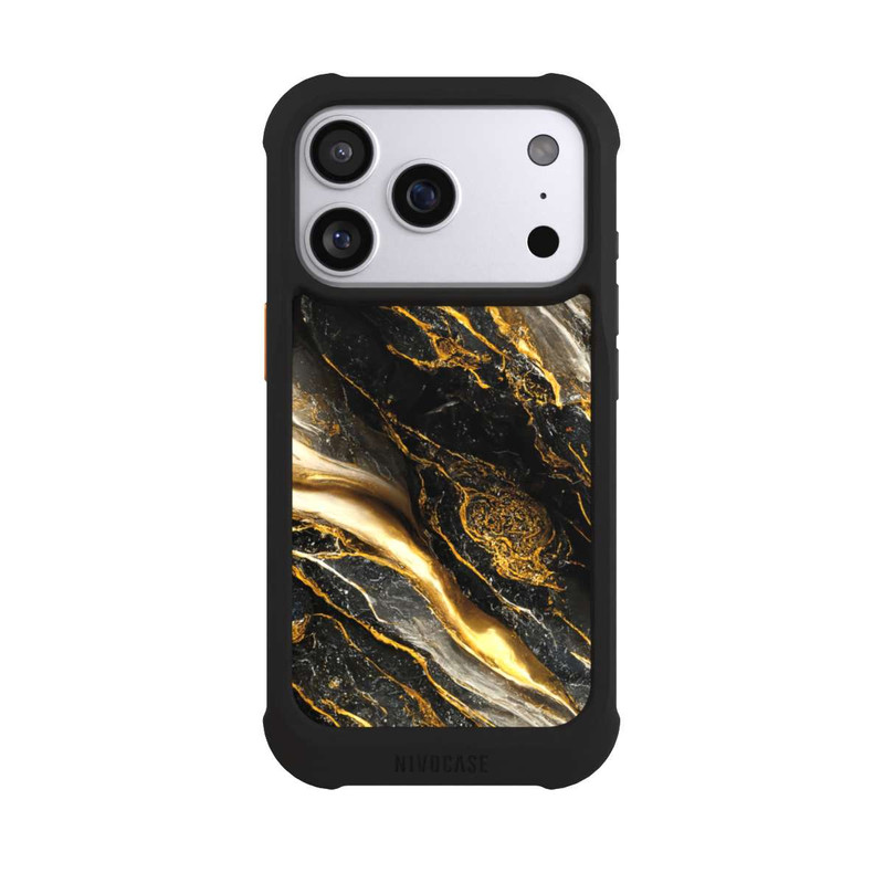 iPhone 17 Pro NIVOmax Schwarze Marmor Goldschichten