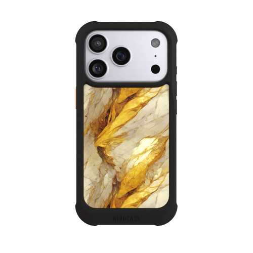 Apple iPhone 17 Pro NIVOmax Couches d'impression en marbre blanc et or