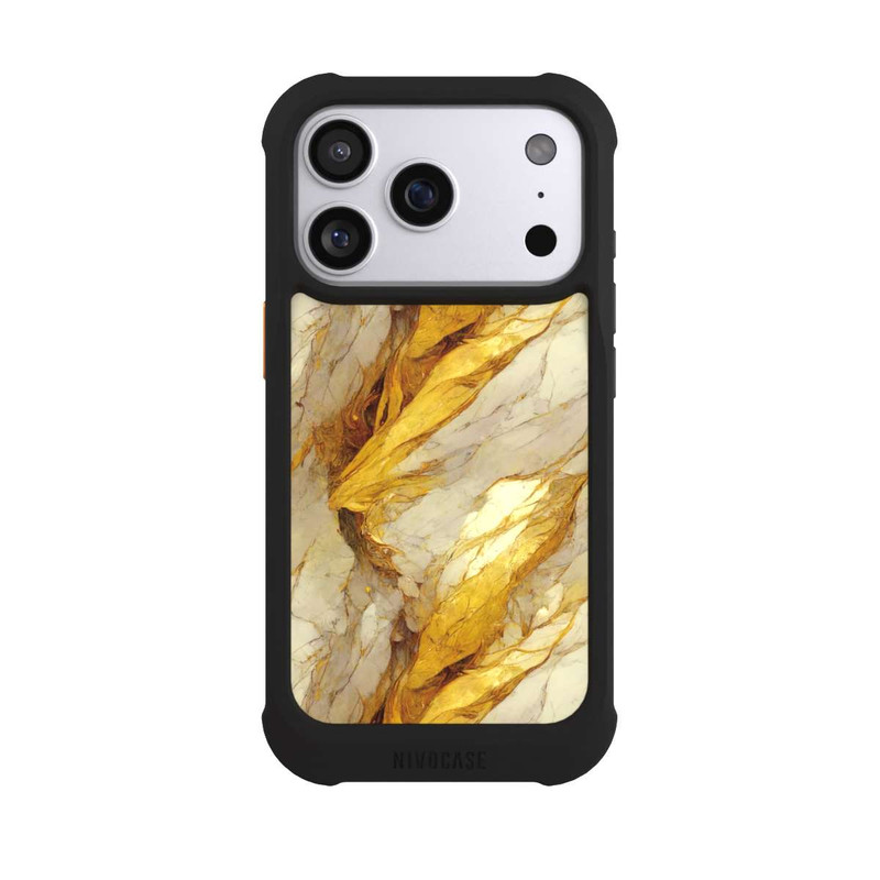 iPhone 17 Pro NIVOmax Couches d'impression en marbre blanc et or